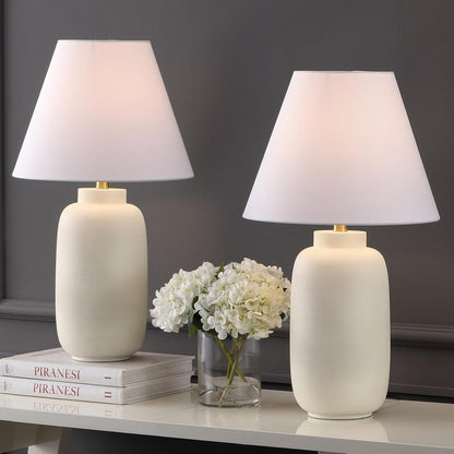 Elinore 24.5" Ginger Jar Table Lamp, Matte Cream, Set of 27