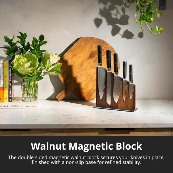 Magnetic Kitchen Knife Block Set - Japanese 67 Layer High-Grade VG-10 Steel Knives, Sharp, G10 Handle Professional Kitchen Knife Set - Black Damascus (6 Pieces)3