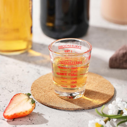 Shot Glass Measuring Cup, 2PCS Measuring Shot Glasses, Thick Base Liquid Measuring Cup for Espresso Shot Glass and Measuring Glasses, Four Different Units of Measure(1 OZ, 2 TBS, 6 TSP, 30 ML)8