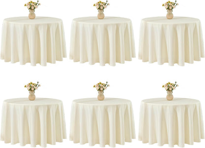 Tablecloth 6 Pack 120Inch round Table Cloth Polyester, Ivory1