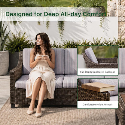 All-Weather Outdoor Wicker Patio Furniture Set with Thick Cushions8