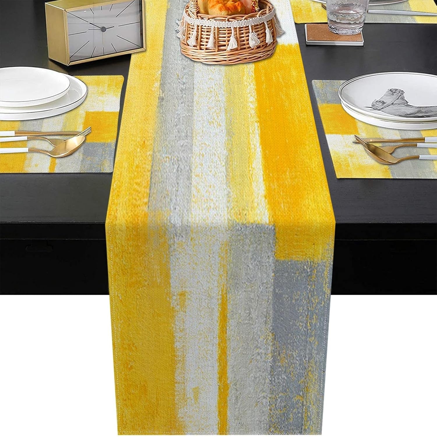 table-runner-and-placemats-set-of-6-abstract-yellow