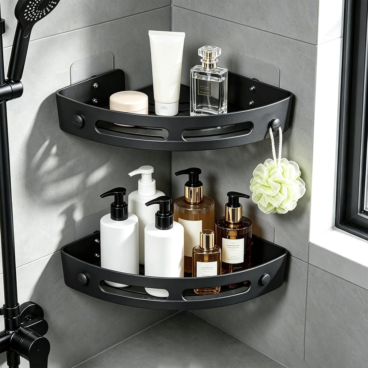 1pc-shower-caddy-adhesive-large-capacity-rustproof-shower-organizer-with-soap-holder-no-drilling-shelf-for-bathroom-storage-black