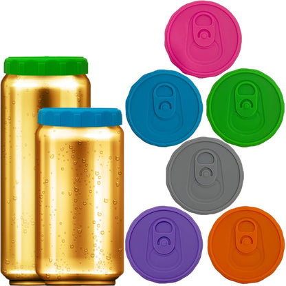 Silicone Soda Can Lids 6 Pack Reusable Silicone Can Covers, Can Stopper or Protector for Soda, Beer, Drink, Juice, Coke, Beverage, Fits Standard & Slim Cans1