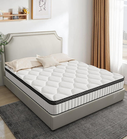 Queen Mattress 10 Inch, Bed in a Box Hybrid with Gel Memory Foam & Pocket Springs, Medium Firm, Pressure Relief, Motion Isolation, Edge Support, Fiberglass Free, Certipur, White8