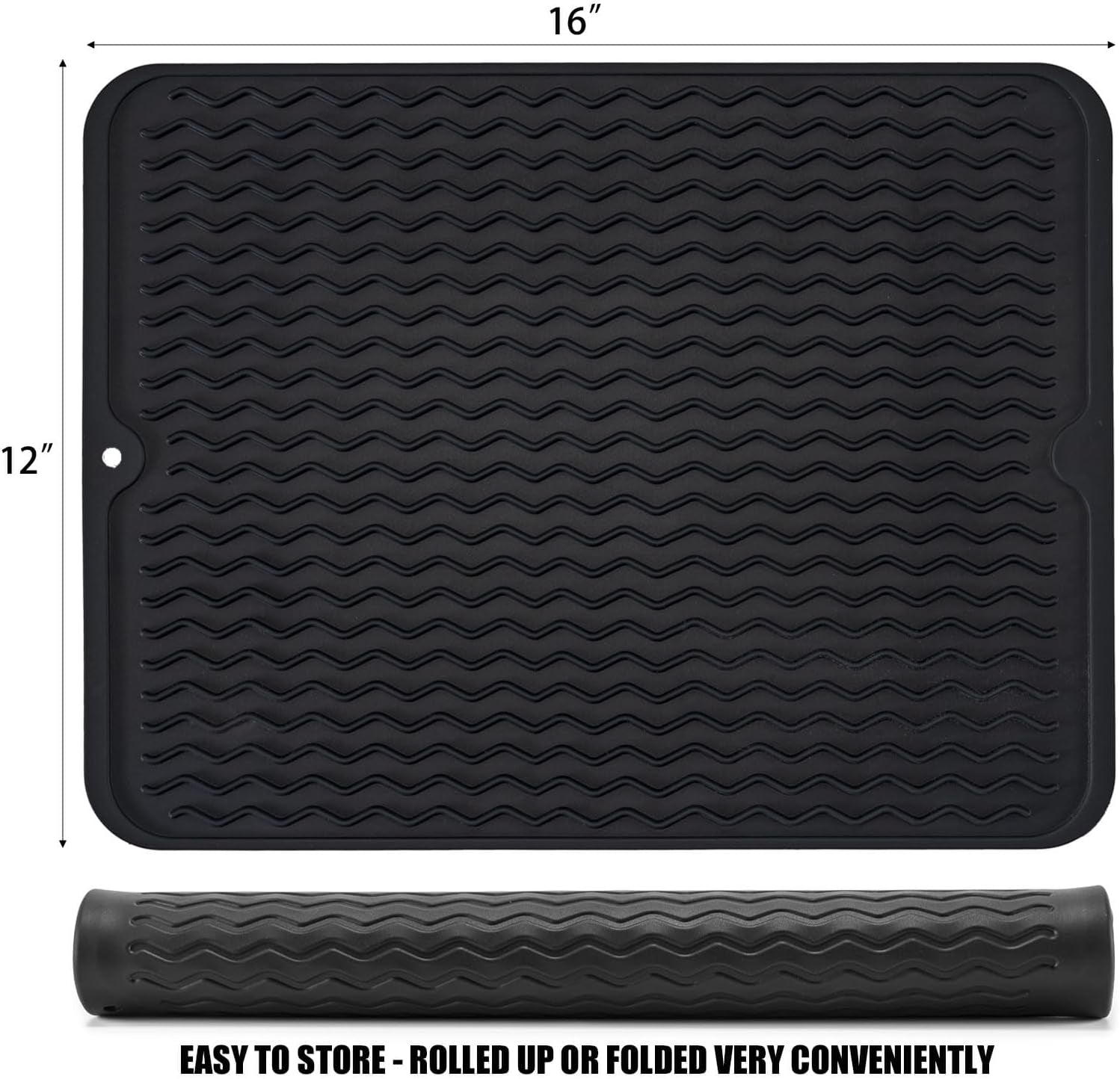 silicone-dish-drying-mat-non-slip-easy-clean-sink-mat-black-16-x-12-quick-dry-ridges-large-heat-resistant-dish-drainer-mat-for-kitchen-counter-hangable-roll-up-for-storage-dishwasher-safe