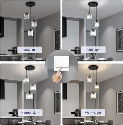 3 Lights Adjustable Height Chandelier E26 Bulb Base4