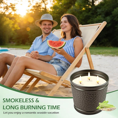 Citronella Candles Outdoor, Large Citronella Candle for Patio, 2 Pack Natural Soy Wax Outdoor Candles Bulk for Garden Yard Home Balcony Camping Backyard,Summer Candle Bulk for Home, Long Burning3