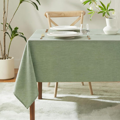 Textured Linen Rectangle Table Cloth, Sage Green, 52 X 70 Inch | Waterproof Wrinkle-Free & Wipeable Tablecloths Rectangular, for Kitchen Wedding Outdoor Birthday Dining Farmhouse Fall Decor1