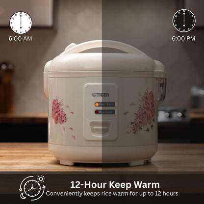 JAZ-A10U-LF 5.5 Cup Capacity White Rice Cooker with Non-Stick Inner Pot, Retractable Power Cord, and Keep Warm up to 12 Hours (Flower)6