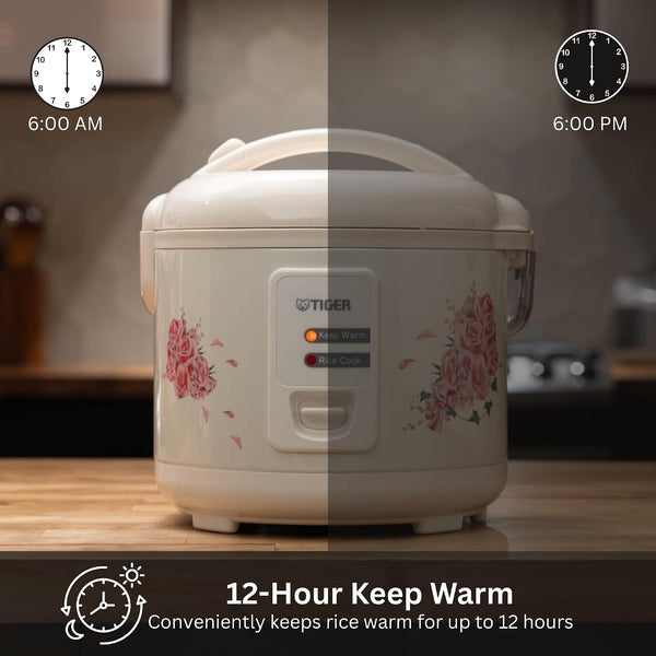 JAZ-A10U-LF 5.5 Cup Capacity White Rice Cooker with Non-Stick Inner Pot, Retractable Power Cord, and Keep Warm up to 12 Hours (Flower)6