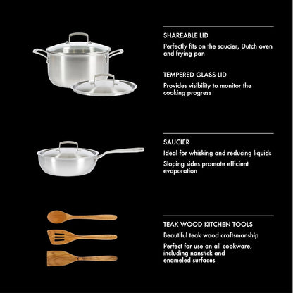 10-Piece Professional Tri-Ply Non-Toxic Pots and Pans Cookware Set – Durable, Even Heat Distribution for Cooking and Baking6