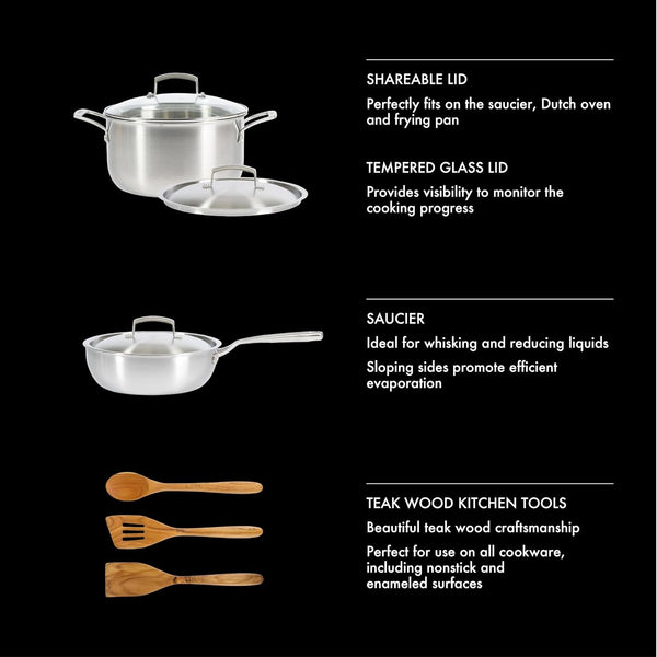 10-Piece Professional Tri-Ply Non-Toxic Pots and Pans Cookware Set – Durable, Even Heat Distribution for Cooking and Baking6