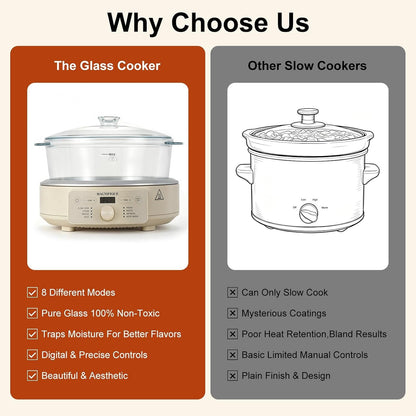 5 Quart Claypot Multi-Cooker, with 8-In-1 Casserole Programmable round Slow Cooker, Dutch Oven, Pasta, Nonstick Oven Safe Pot to 450°F, Oatmeal7