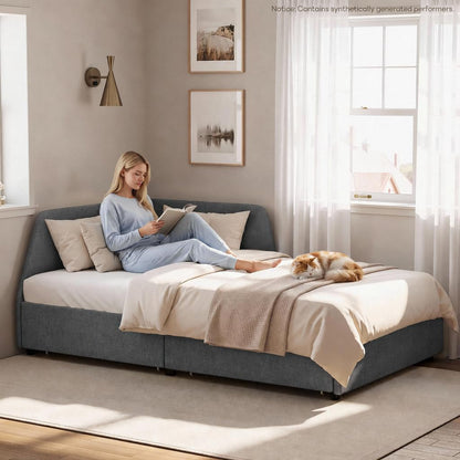Premium Full Corner Daybed with 2 Drawers and Headboard, Grey4