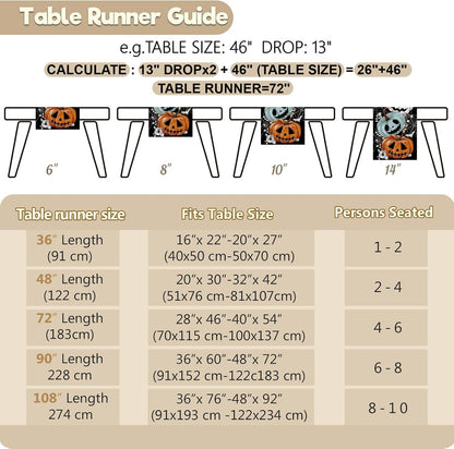Spooky Pumpkin Halloween Table Runner 13X90 Inch, Long Spider Web Runner for Table Kitchen Dinning Table Decor for Home Farmhouse Party Fall Festival Decor6