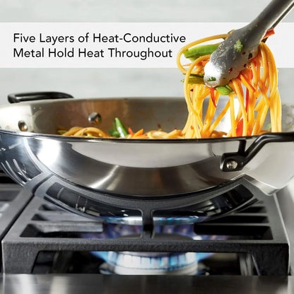 Kitchenaid 5-Ply Clad Stainless Steel Induction Wok Pan, 15-Inch, Polished Stainless Steel3