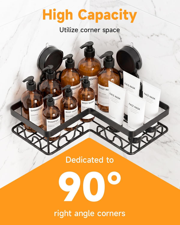 Corner Shower Caddy Suction Cup with Soap Holder and 16 Hooks3