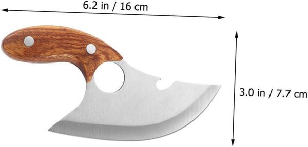 1Pc Stainless Steel Meat Cutter Wooden Handle Chef Cutter for Home Kitchen and Comfortable Grip for Meat and Bone Cutting2
