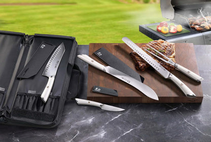 Elbert Series German Steel Forged 6-Piece BBQ Knife Set, White, 10270064