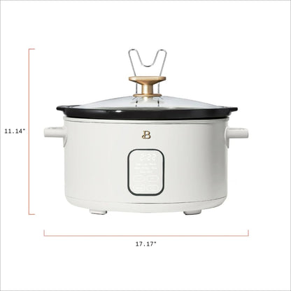 6 Qt Programmable Slow Cooker with Digital Timer, 5 Cooking Functions, Removable Ceramic Pot and Tempered Glass Lid, Dishwasher Safe (White Icing)8