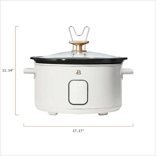 6 Qt Programmable Slow Cooker with Digital Timer, 5 Cooking Functions, Removable Ceramic Pot and Tempered Glass Lid, Dishwasher Safe (White Icing)8