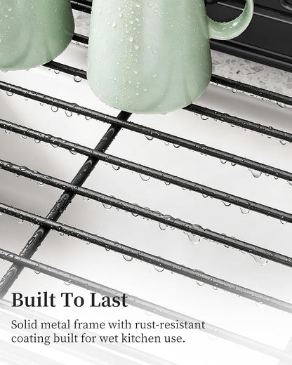 Expandable Dish Drying Rack for Kitchen Counter, Metal, Black7