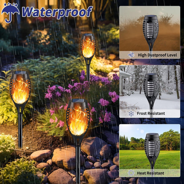 12Pack Solar Torch Light with Flickering Flame for Halloween Decor4