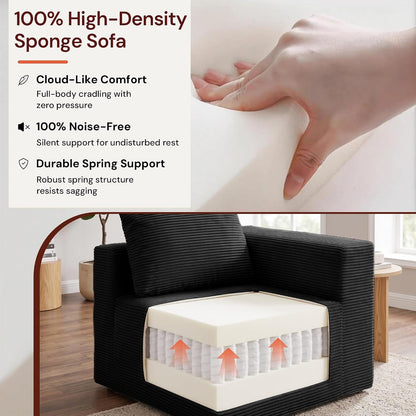 Sectional Couches for Living Room, Boneless Couch with Ottoman, Comfy Fluffy Cloud Couch with Deep Seat, Modular Sectional Sofa with Side Pockets, No Assembly L Shaped Couch, Corduroy5