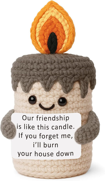 Funny Best Friend Birthday Gifts for Women Men, Handmade Crochet Candle Decor, Sarcastic Friendship Presents for Bestie Sister, Cute Birthday Christmas Gag Gift, Dark Humor Desk Accessories9
