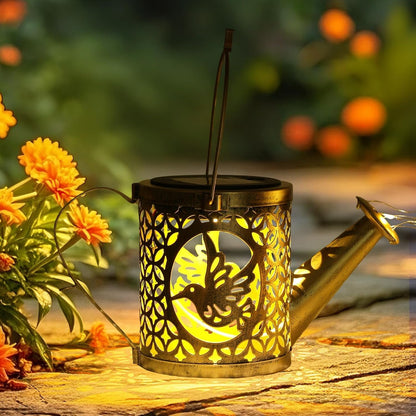 Solar Fairy Hummingbird Watering Can Lights Outdoor, Waterproof Garden Decor with One Pole Two Light - Hanging Patio Lawn Pathway Gift for Backyard,Lawn,Patio Gifts for Mom Grandma Women6