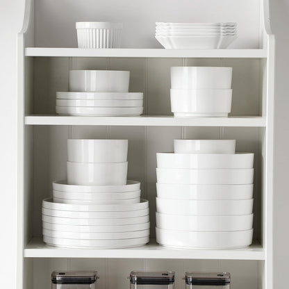 12 Pieces Porcelain Dinnerware Set, Modern White Dish Set for 4, Premium Serving Plates and Bowls Sets, Chip and Scratch Resistant Dishware Sets Kitchen Dishes Dining Ware Set, Series LEAH8