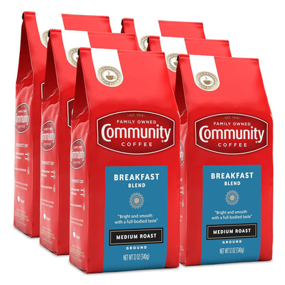 Breakfast Blend 72 Ounces Ground Coffee, Medium Roast, 12 Ounce Bag (Pack of 6)1