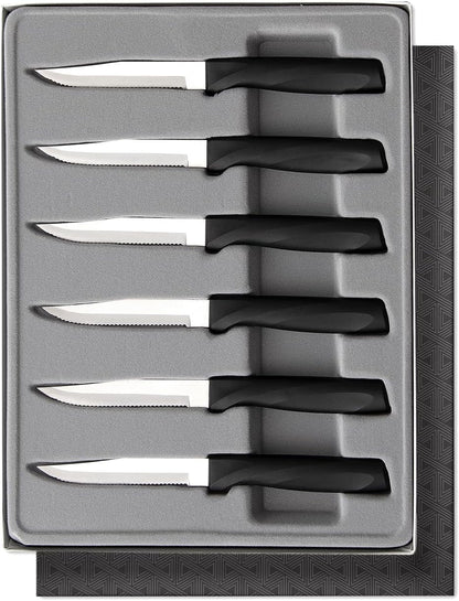 Cutlery Anthem Series 6-Piece Serrated Steak Knife Set, Black Handles3