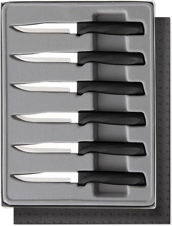 Cutlery Anthem Series 6-Piece Serrated Steak Knife Set, Black Handles3