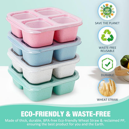 4 Pack Bento Snack Boxes Lunchable Containers for Kids & Adults2