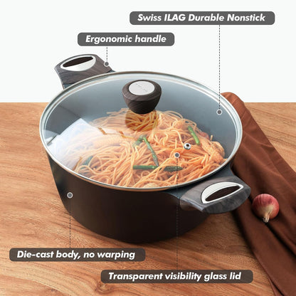 Nonstick Stock Pot with Lid, 2.6/4.5/6.6/8.5/11 QT Soup Pot Casserole Pot, Healthy Pasta Pot, Large Deep Cooking Pot, Big Sauce Pot Stew Pot, Induction Compatible, PFOA PFOS APEO Free, Black7