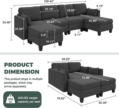 Modular Sectional Sofa 6 Seaters Modular Sleeper Sofa Couch3
