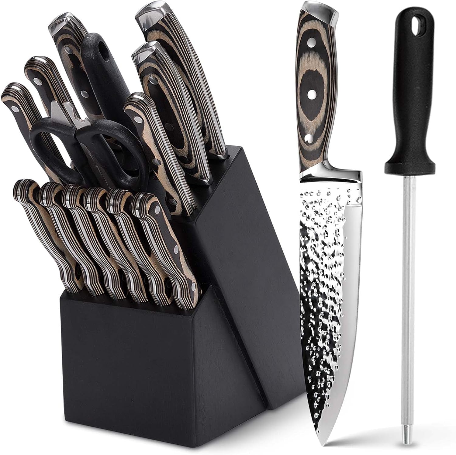 knife-sets-for-kitchen-15-piece-hammered-desgin-knife-set-with-block-and-sharpener-high-carbon-stainless-steel-chef-knives-with-grey-triple-rivet-handle-ultra-sharp-and-dishwash-safe