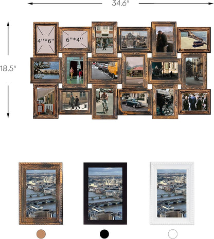 4X6 Collage Picture Frames for Wall Decor, 18 Opening Collage Wall Hanging for 6X4 Photo, Multi Picture Frame Set with One-Piece Design Gold3