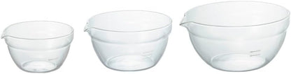 KB-1318 Single-Mouth Bowl, Heat Resistant Glass, Set of 3, Multi Balls, Clear, Made in Japan1