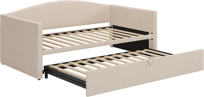 Twin-To-King Velvet Daybed with Extended Pop-Up Trundle, Beige8