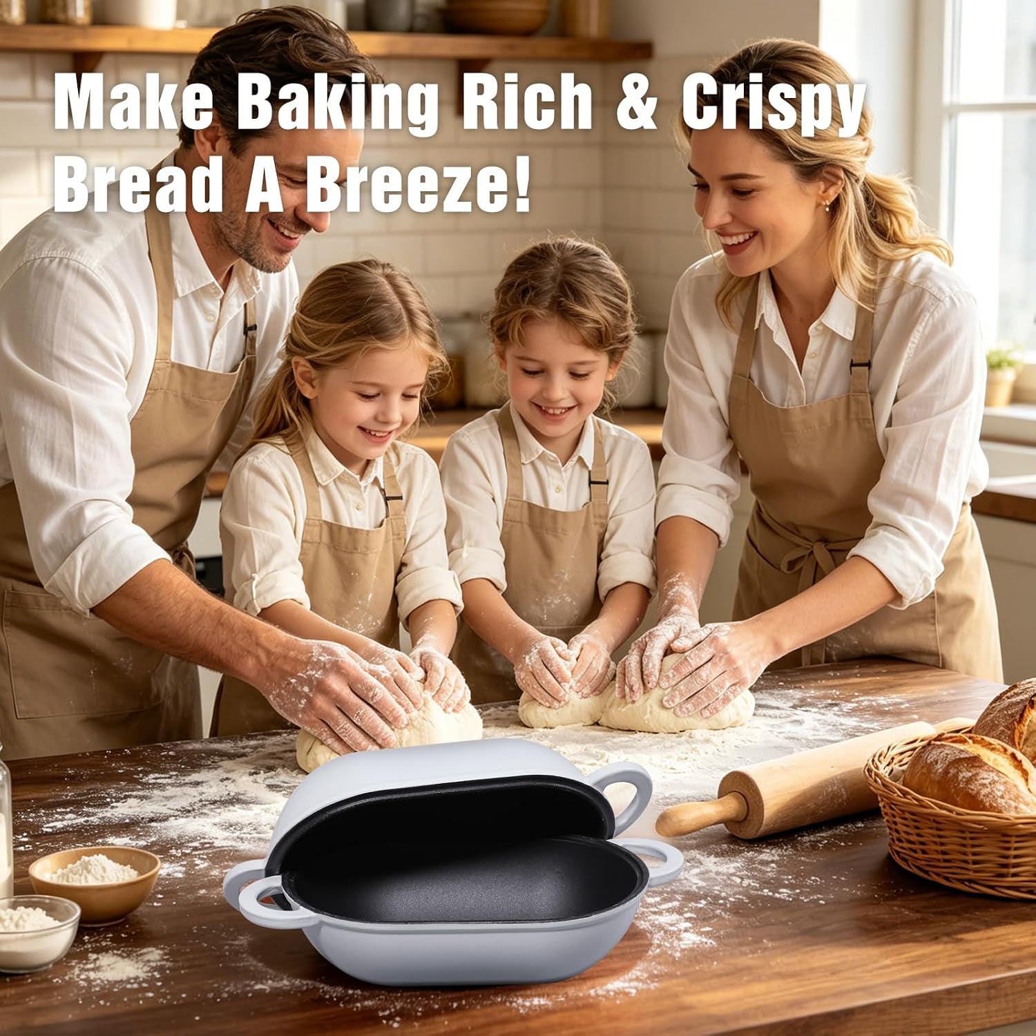 2-5-qt-enameled-cast-iron-sourdough-bread-oven-loaf-pan-with-lid-oval-dutch-oven-for-homemade-sourdough-bread-baking-oven-safe-up-to-500-f-meatloaf-pan-with-dome-lid-light-gray