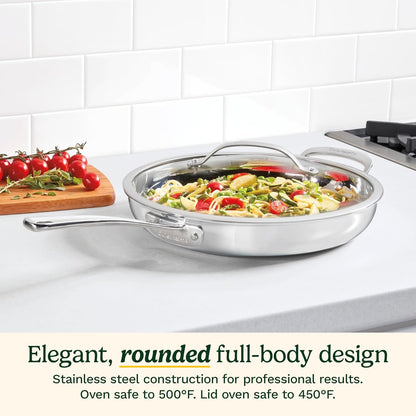 Pureclad™ Pureclad™ Triple-Ply 12" Stainless Steel Skillet with Helper Handle and Cover. PCT22-30HC4