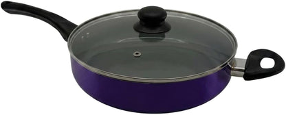 20-Piece Ceramic Metallic Cookware Set, Nonstick - Amethyst | 20-Piece Cookware Set with Ceramic Nonstick Interiors, Glass Lids, Utensils, Strainer, Pads, and Griddle Pan.4