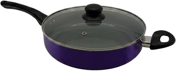 20-Piece Ceramic Metallic Cookware Set, Nonstick - Amethyst | 20-Piece Cookware Set with Ceramic Nonstick Interiors, Glass Lids, Utensils, Strainer, Pads, and Griddle Pan.4