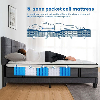 Queen Mattress, 12 Inch Pillow Top Hybrid Mattress in a Box Medium Firm Fiberglass-Free, Soft Breathable Pressure Relief Memory Foam Pocket Innerspring Bed, Certipur-Us Certified4