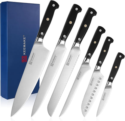 Chef Knife Set, 6PCS Ultra Sharp Kitchen Knives with Ergonomic Handle, High Carbon Stainless Steel Kitchen Knife Set, Forged Cooking Knife Set for Slicing Meat Vegetable Bread and Fruit1