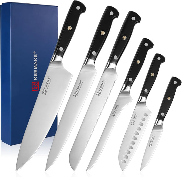 Chef Knife Set, 6PCS Ultra Sharp Kitchen Knives with Ergonomic Handle, High Carbon Stainless Steel Kitchen Knife Set, Forged Cooking Knife Set for Slicing Meat Vegetable Bread and Fruit1