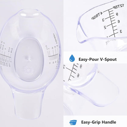 2 Pack Small Measuring Cups, 2Oz/60Ml Mini Measuring Cup with Tsp/Tbsp/Oz/Ml Markings, Clear Easy-Read Scale for Kitchen, Resin, DIY, Beauty Mixing (2)4